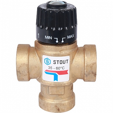 Термостатический смесительный клапан для систем отопления и ГВС STOUT 3/4" ВР 35-60°С KV 1,6 SVM-0110-166020